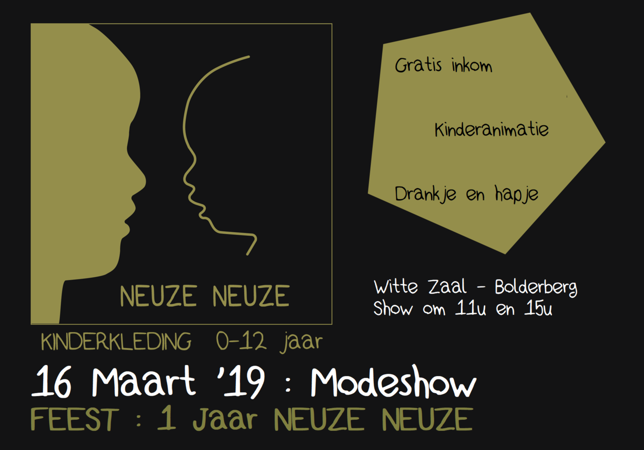 Bolderberg kinderkleding Neuze Neuze: 1ste modeshow op zaterdag 16 maart 2019 Witte zaal