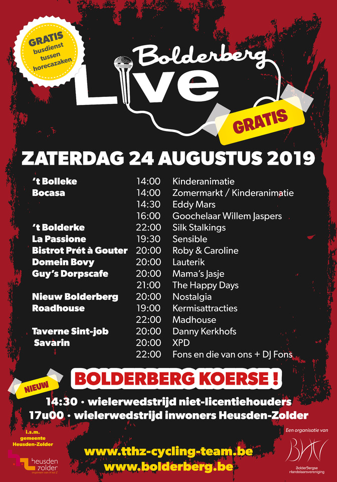 BHV: Bolderberg live zaterdag 24 augustus 2019 komt naderbij... update 19-07-2019
