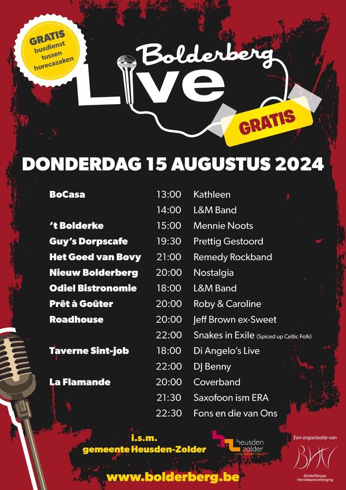 Bolderberg Live op 15 augustus 2024
